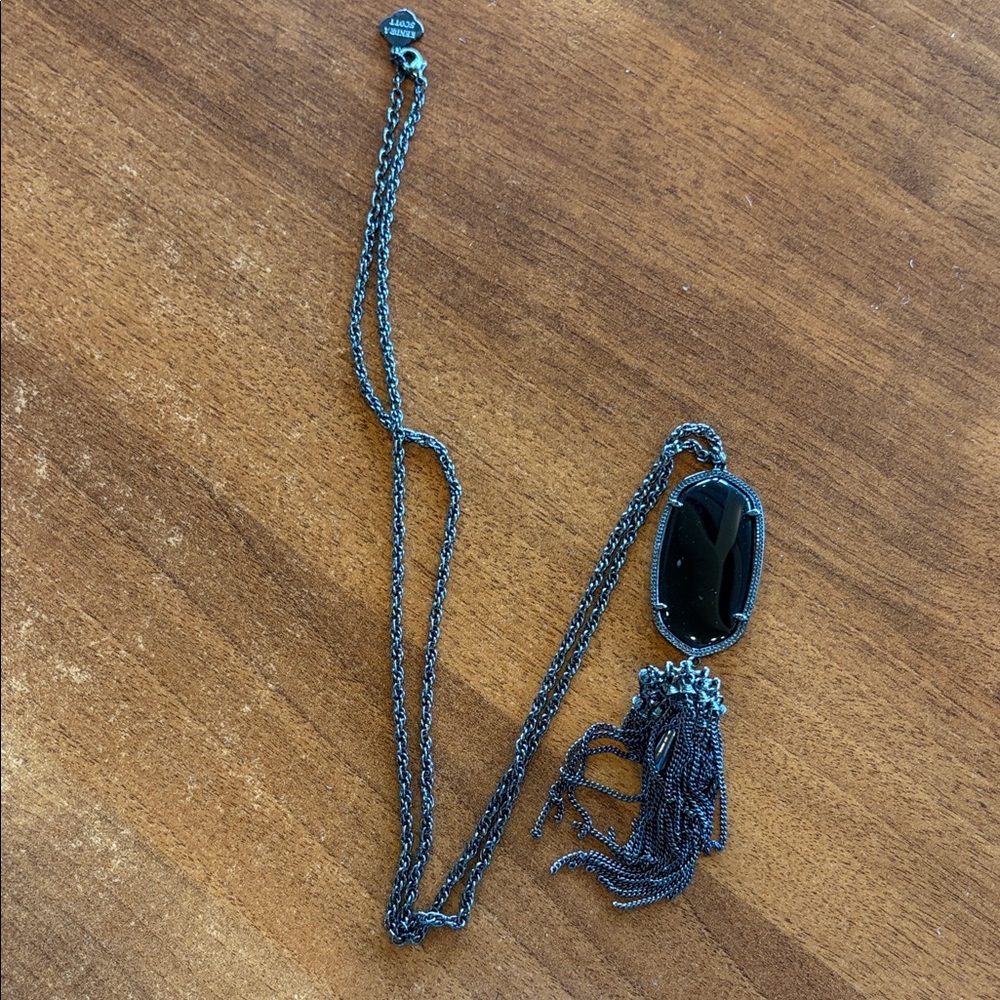 Kendra Scott Black Pendant Necklace with Tassel